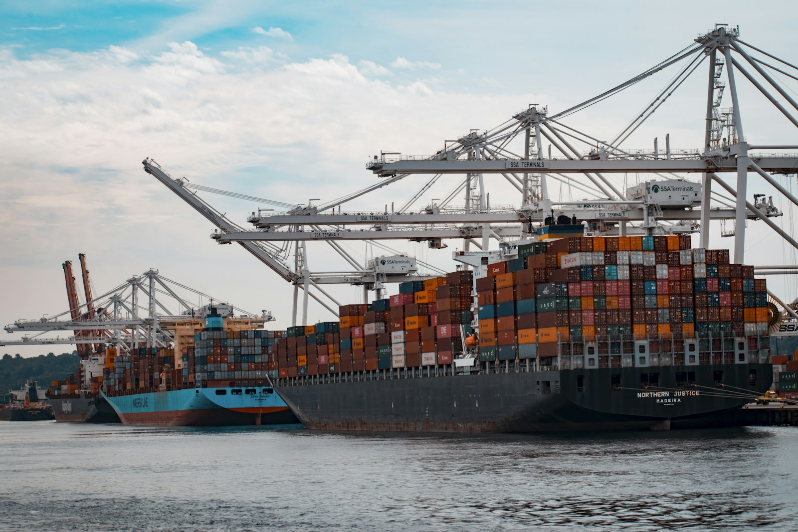 Cargo ship at an international port
